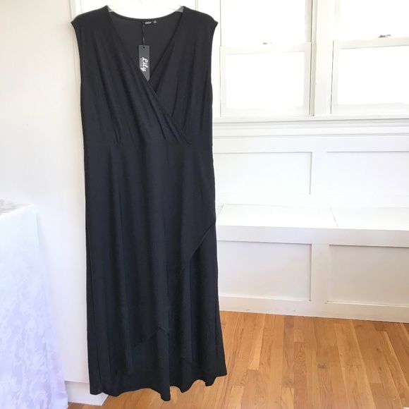 LILY By FIRMIANA Maxi Dress Sleeveless Hi Low Black NWT Women’s Plus Size 24W 4X - Picture 1 of 16
